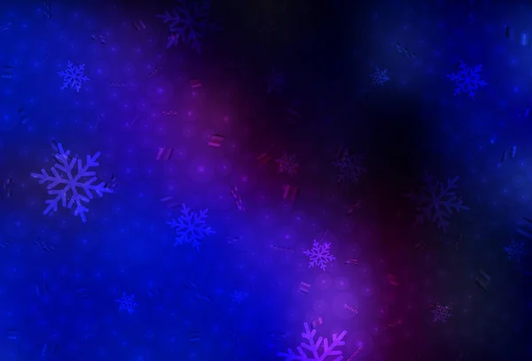 Dunkelrosa Blaue Vektortextur Geburtstagsstil Design Weihnachtsstil Mit Weihnachtskugeln Schneeflocken Muster — Stockvektor