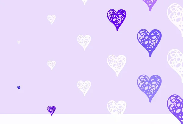 Light Purple Vector Background Hearts Illustration Shapes Gradient Hearts Blur — Stock Vector