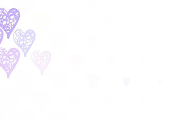 Luz Púrpura Textura Vectorial Rosa Con Corazones Encantadores Ilustración Con — Vector de stock