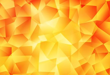 Açık sarı vektör üçgen arkaplan parlıyor. Üçgenli parlak renkli çizimler. Cep telefonunun arka planının şablonu.