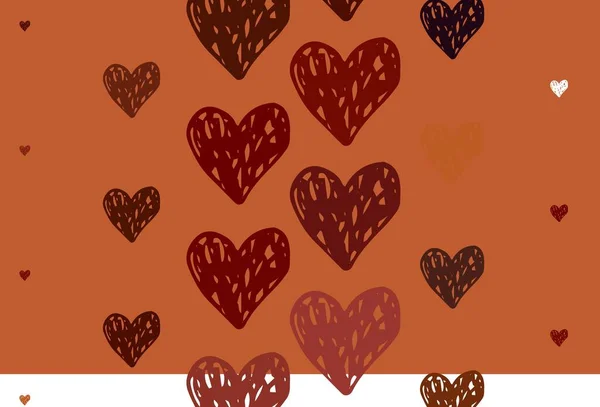 Ελαφρύ Κόκκινο Διάνυσμα Πρότυπο Doodle Καρδιές Έξυπνη Απεικόνιση Βαθμονομημένες Καρδιές — Διανυσματικό Αρχείο