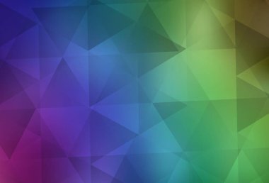 Aydınlık Çokrenkli vektör çokgen yerleşimi. Üçgenlerden oluşan parlayan çokgen çizimler. İşiniz için en iyi üçgen tasarım.