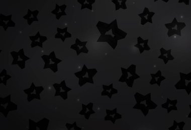 Küçük ve büyük yıldızlı koyu gri vektör arkaplan. Renkli yıldızlı soyut çizimler. Astronomi web siteleri için desen.