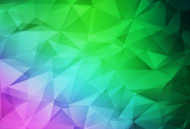 Açık Pembe, yeşil vektör soyut mozaik fon. Üçgenli modern soyut çizim. Marka kitabınız için yeni şablon.