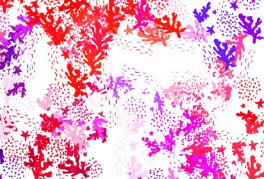 Açık mavi, Memphis şekilli kırmızı vektör arkaplan. Rastgele şekillerle soyut tarzda dekoratif tasarım. Bir cep telefonu için arka plan.