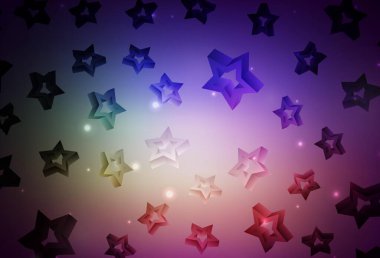 Koyu pembe, parlak yıldızlı yeşil vektör düzeni. Yıldızlı parlak renkli illüstrasyon. Astronomi web siteleri için desen.