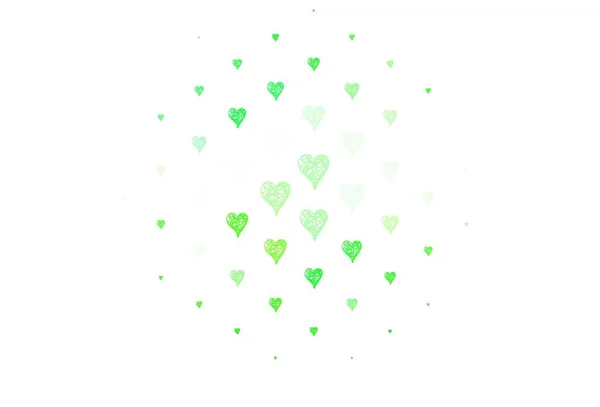 Light Green Yellow Vector Backdrop Sweet Hearts Beautiful Abstract Hearts — Stock Vector