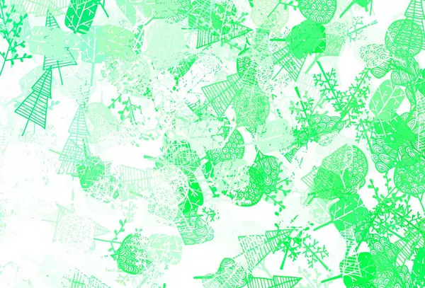浅绿色矢量涂鸦模式与树 用奥里加米风格的树点缀图解 您的业务的新设计 — 图库矢量图片