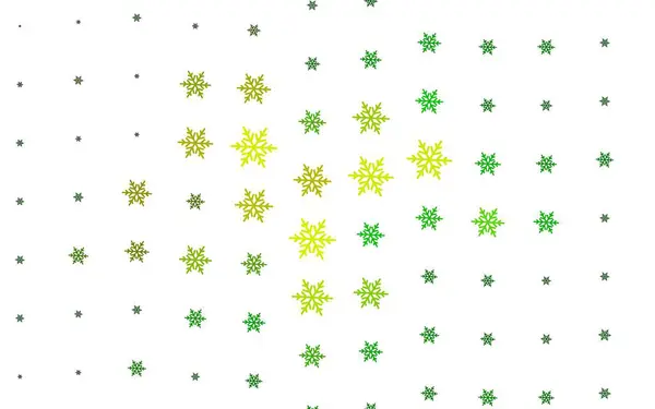 Jasnozielony Żółty Układ Wektora Jasnymi Płatkami Śniegu Gwiazdami Gradientowa Kolorowa — Wektor stockowy
