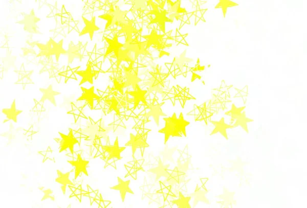 浅绿色 黄色矢量背景 小的和大的恒星 现代几何抽象的星图 宇宙背景模板 — 图库矢量图片
