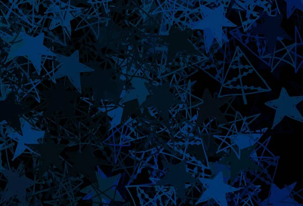 Fundo Vetorial Azul Escuro Com Flocos Neve Xmas Estrelas Design —  Vetores de Stock