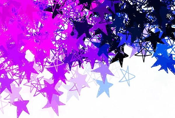 Layout Vetorial Roxo Claro Com Estrelas Brilhantes Estrelas Fundo Abstrato — Vetor de Stock