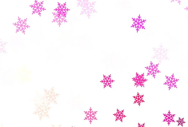 Light Pink Yellow Vector Pattern Christmas Snowflakes Stars Gradient Colorful — Stock Vector