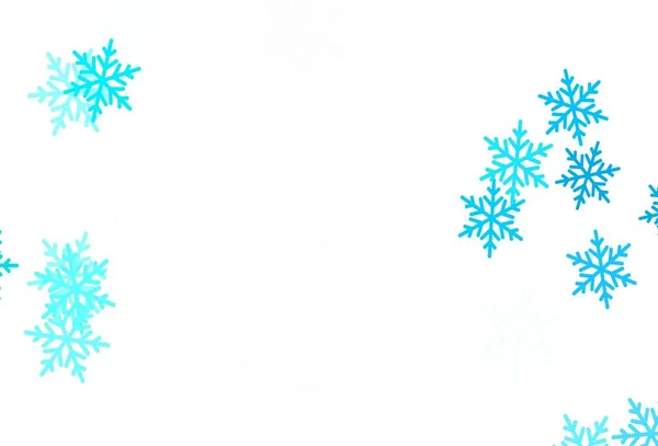 Lichtblauwe Groene Vectorachtergrond Met Kerstsneeuwvlokken Sterren Glitter Abstracte Illustratie Met — Stockvector