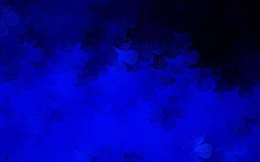 Koyu mavi vektör şekilli ağaçlar, dallar. Parlak renkli resimli çiçekler. İşiniz için yeni tasarım.