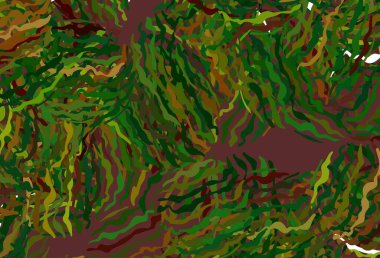 Koyu yeşil, sarı çizgili vektör arkaplan. Değişken çizgileri olan renkli soyut çizimler. Broşürler, broşürler için doku.