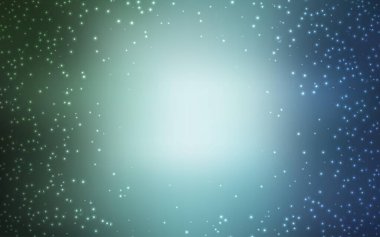 Açık mavi, Samanyolu yıldızlı yeşil vektör dokusu. Parlak astronomik yıldızlı parlak renkli çizimler. Kozmik arkaplanlar için şablon.