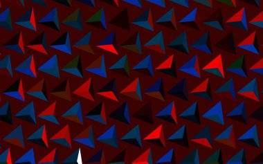 Koyu mavi, kırmızı vektör arka plan ve çokgen tarzı. Soyut üçgenli dekoratif tasarım. Web siteniz için basit tasarım.