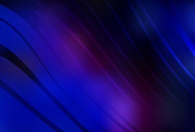 Koyu pembe, kıvrımlı çizgileri olan mavi vektör deseni. Basit çizgilerle renkli gradyan çizimi. İş tasarımınız için şablon.