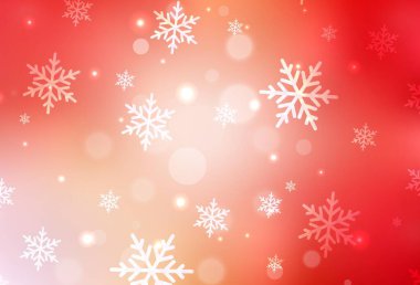 Açık Kırmızı, Yeni Yıl tarzında sarı vektör düzeni. Gradyan Noel elementleri içeren bir Akıllı Çizim. Harfler ve tipografi için şablon.