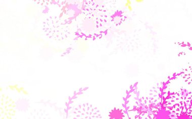 Açık pembe, sarı vektör zarif arkaplan çiçekli beyaz arkaplan gradyanı olan çiçekler. İş tasarımınız için yepyeni bir tarz.