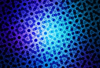 Koyu pembe, daire şekilli mavi vektör düzeni. Bulanık yağmur damlaları olan soyut bir çizim. Fütürist reklamlar ve kitapçıklar için şablon.