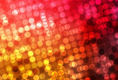 Koyu kırmızı, diskli sarı vektör dokusu. Parlak renkli soyut çemberlerin olduğu bir resim. Poster ve web siteleri için tasarım.