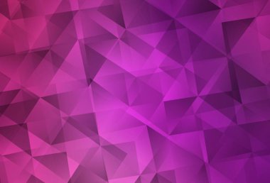 Açık pembe vektör üçgen arkaplan parlıyor. Çokgen tarzda tamamen yeni bir renk çizimi. Broşürünüz için yepyeni bir tasarım..