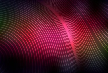 Koyu kırmızı, kıvrımlı çizgileri olan sarı vektör düzeni. Basit eğri biçiminde parlak renkli bir illüstrasyon. Broşürler, broşürler için doku.