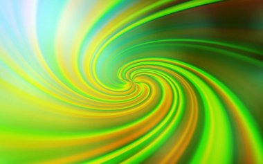 Açık yeşil, bükülmüş çizgileri olan sarı vektör dokusu. Soyut ve gradyan renkte renkli çizimler. İşiniz için en renkli tasarım..