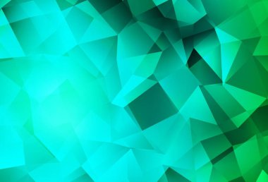 Açık yeşil vektör düşük polimerli doku. Üçgenlerden oluşan parlayan çokgen çizimler. İşiniz için en iyi üçgen tasarım.