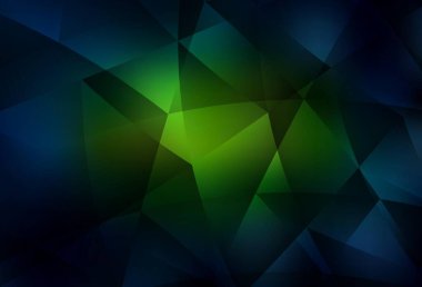 Koyu yeşil, sarı vektör soyut çokgen şablon. Gradyanı olan üçgen geometrik örnek. İşiniz için yepyeni bir tasarım..