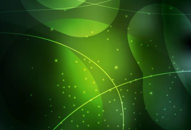 Koyu yeşil vektör çizimi. Parlak soyut daireler ve çizgiler. Doğa tarzında renkli baloncuklu soyut illüstrasyon. Bir cep telefonu için duvar kağıdı.