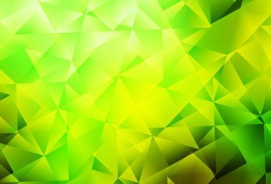 Açık yeşil, sarı vektör parlayan üçgen düzen. Çokgen soyut çizim ve gradyan. İşiniz için yepyeni bir tasarım..