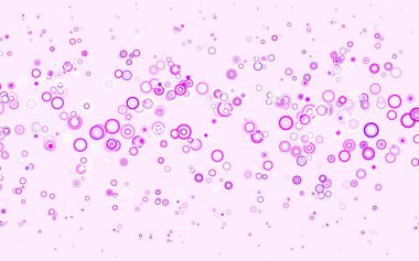 Açık pembe, daire şekilli mavi vektör düzeni. Bulanık yağmur damlaları olan soyut bir çizim. Fütürist reklamlar ve kitapçıklar için şablon.