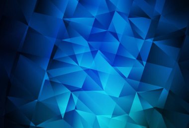 Koyu mavi vektör arkaplanı çizgiler, üçgenler. Üçgen şekilli ışıltılı soyut çizimler. Duvar kağıtları için zarif tasarım.