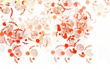 Açık kırmızı vektör çiçek ve güllerle soyut arkaplan. Beyaz arka planda eskiz karalama çiçekleri. İşiniz için yeni tasarım.