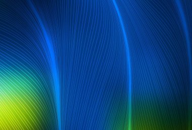 Koyu mavi, yeşil çizgili vektör arkaplan. Eğri şekilli yepyeni renkli bir tasvir. Tasarımınız için desen.