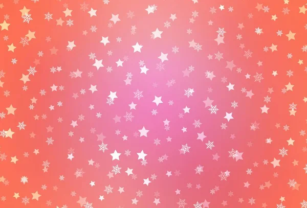 Plantilla Vectorial Rosa Claro Con Copos Nieve Hielo Estrellas Ilustración — Vector de stock