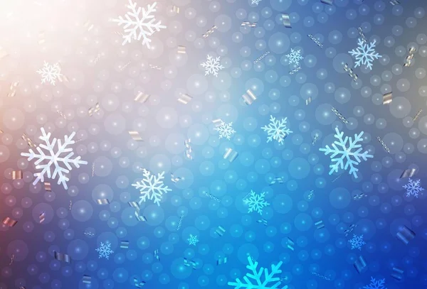Lichtblauwe Gele Vectorachtergrond Kerststijl Ontwerp Kerststijl Met Kerstballen Sneeuwvlokken Patroon — Stockvector