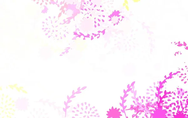Light Pink Yellow Vector Elegant Background Flowers Flowers Gradient White — Stock Vector