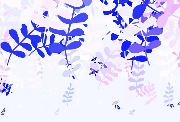 Hellrosa Blauer Vektor Elegante Vorlage Mit Blättern Blätter Auf Verschwommenem — Stockvektor