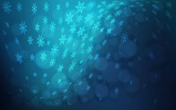 濃い青色のベクトルテクスチャと色の雪片 抽象的なテンプレート上の雪と装飾的な輝くイラスト あなたの広告 ポスター バナーの新年のデザイン — ストックベクタ