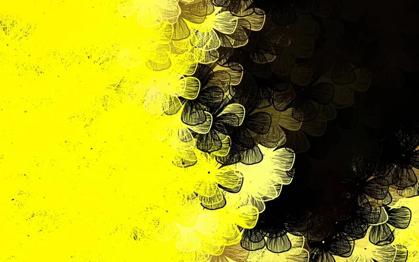 Dark Yellow Vector Elegant Wallpaper Trees Branches Abstract Illustration Flowers — Stock Vector
