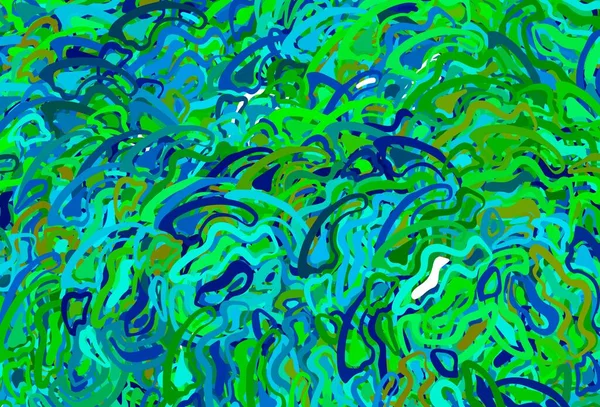 Bleu Clair Motif Vectoriel Vert Avec Lignes Courbées Illustration Colorée — Image vectorielle
