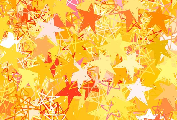 Světle Růžová Žlutá Vektorová Šablona Hvězdami Oblohy Dekorativní Zářící Ilustrace — Stockový vektor