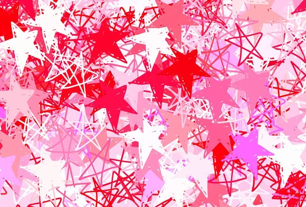 Ανοιχτό Ροζ Κόκκινο Διανυσματικό Φόντο Μικρά Και Μεγάλα Αστέρια Σύγχρονη — Διανυσματικό Αρχείο