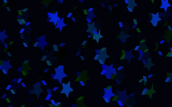 Azul Escuro Padrão Vetorial Verde Com Estrelas Natal Ilustração Abstrata —  Vetores de Stock