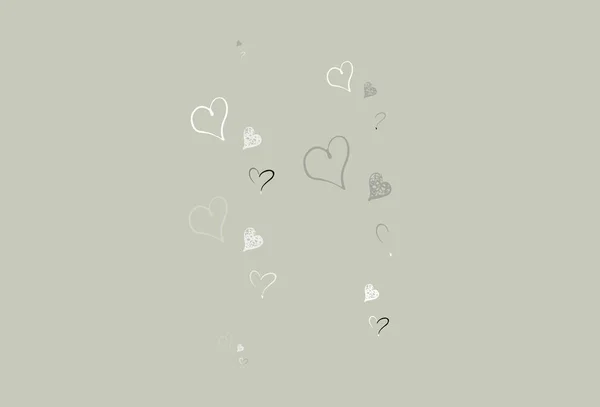 Plantilla Vectorial Gris Claro Con Corazones Garabato Ilustración Con Formas — Vector de stock