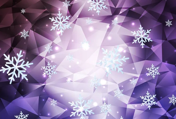 Luz Púrpura Vector Fondo Con Hermosos Copos Nieve Estrellas Ilustración — Vector de stock